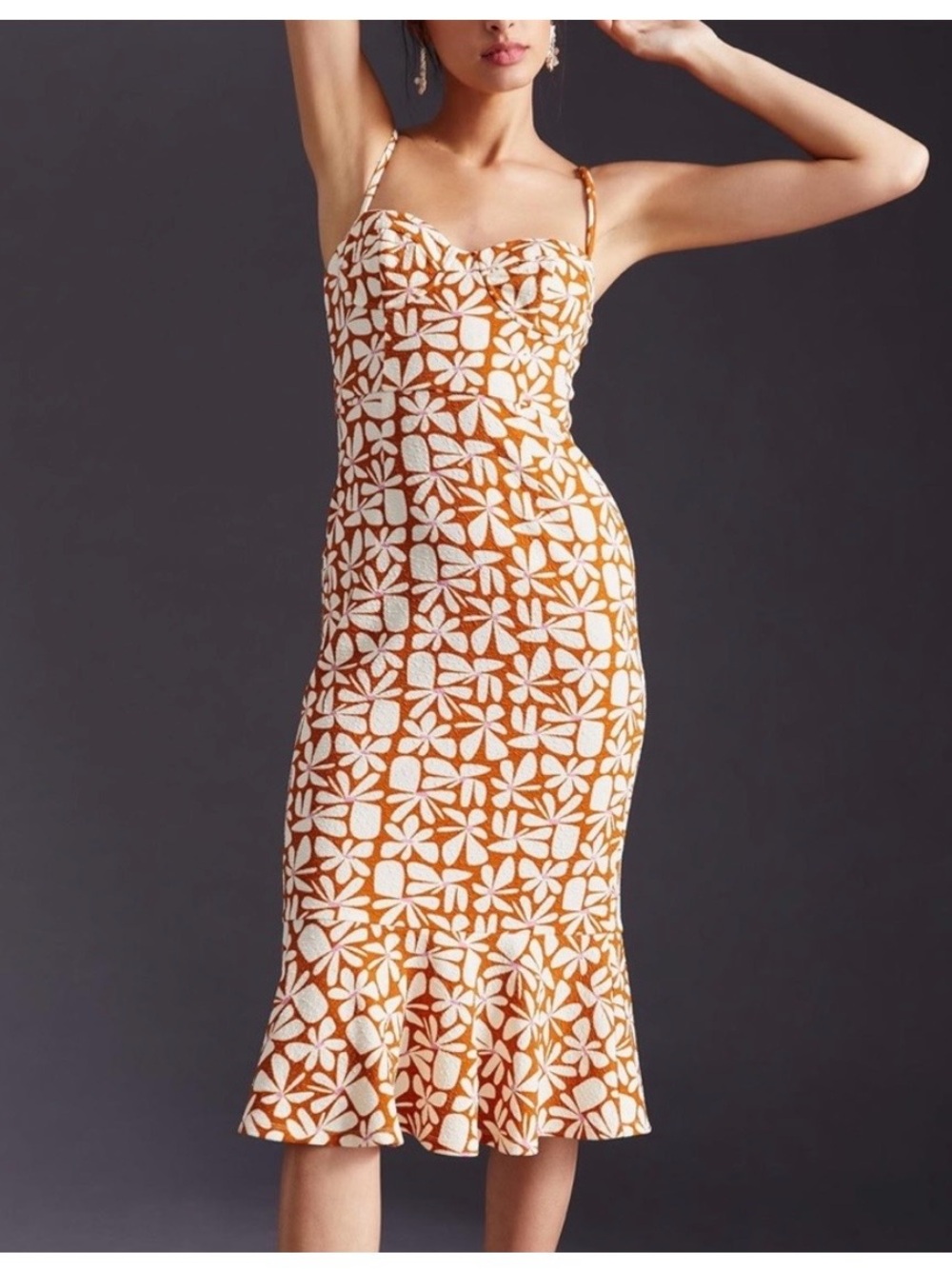 Anthropologie Hutch floral slim midi dress